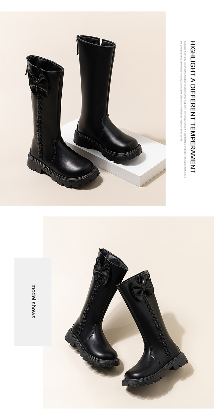 Flickor high-top stövlar i läder för höst och vinter mode_voghion.com