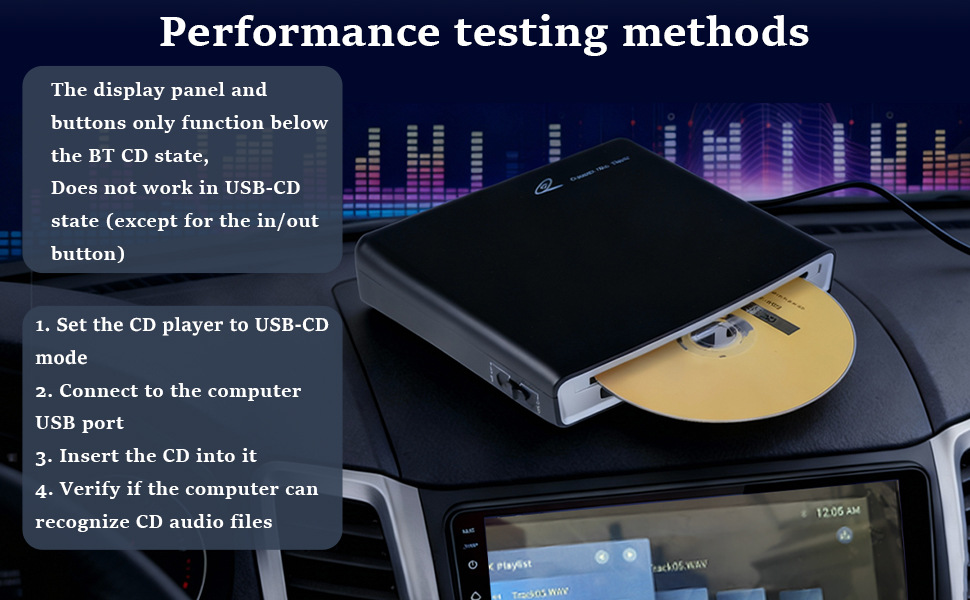 Car CD player with lossless sound quality, external CD player with USB connection, DVD player, external CD drive