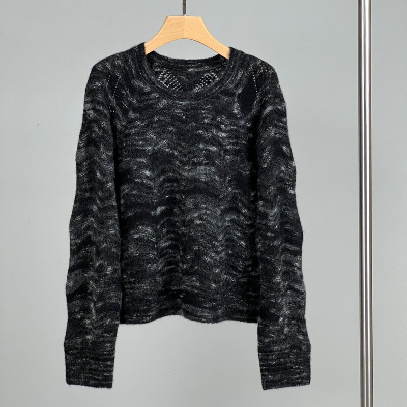 Autumn and Winter new consaini spinning thread pull wool clip flower cashmere sweater hollow design wave texture