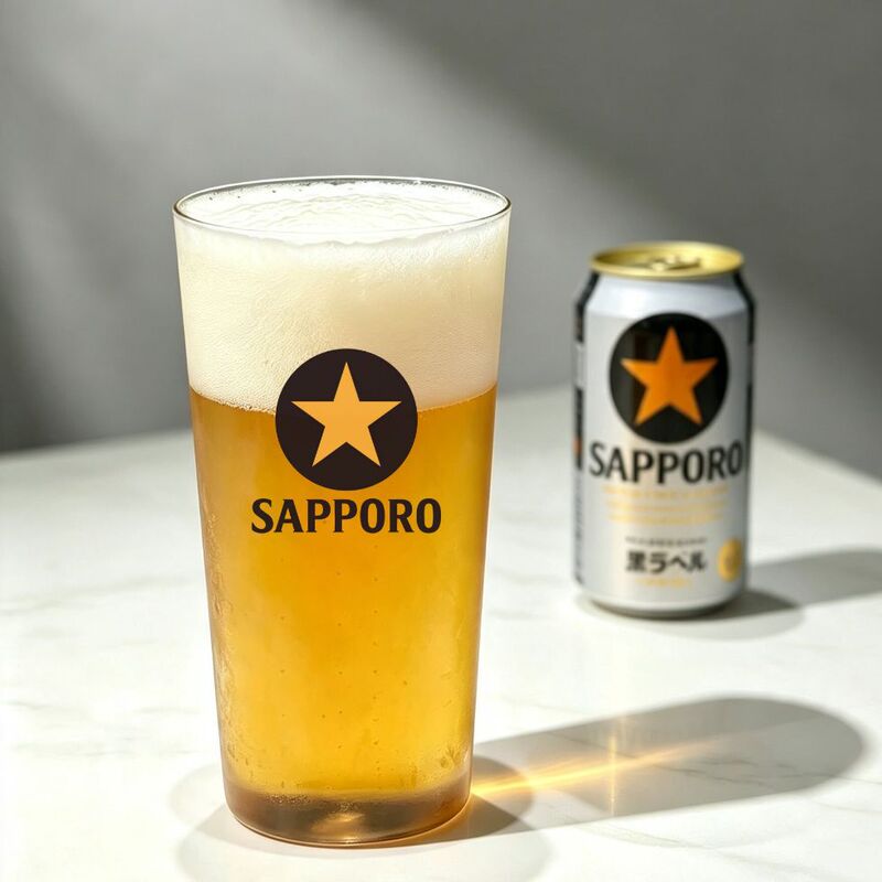 Japan's SAPPORO Sanpuro Sapporo beer glass, ultra-thin, Star brand black label draft beer glass for izakaya