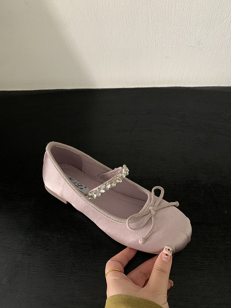 Zapatos de brisa tardía de diamante francés con una sola línea de zapatos de ballet plana de primavera nuevos zapatos de mujer suaves