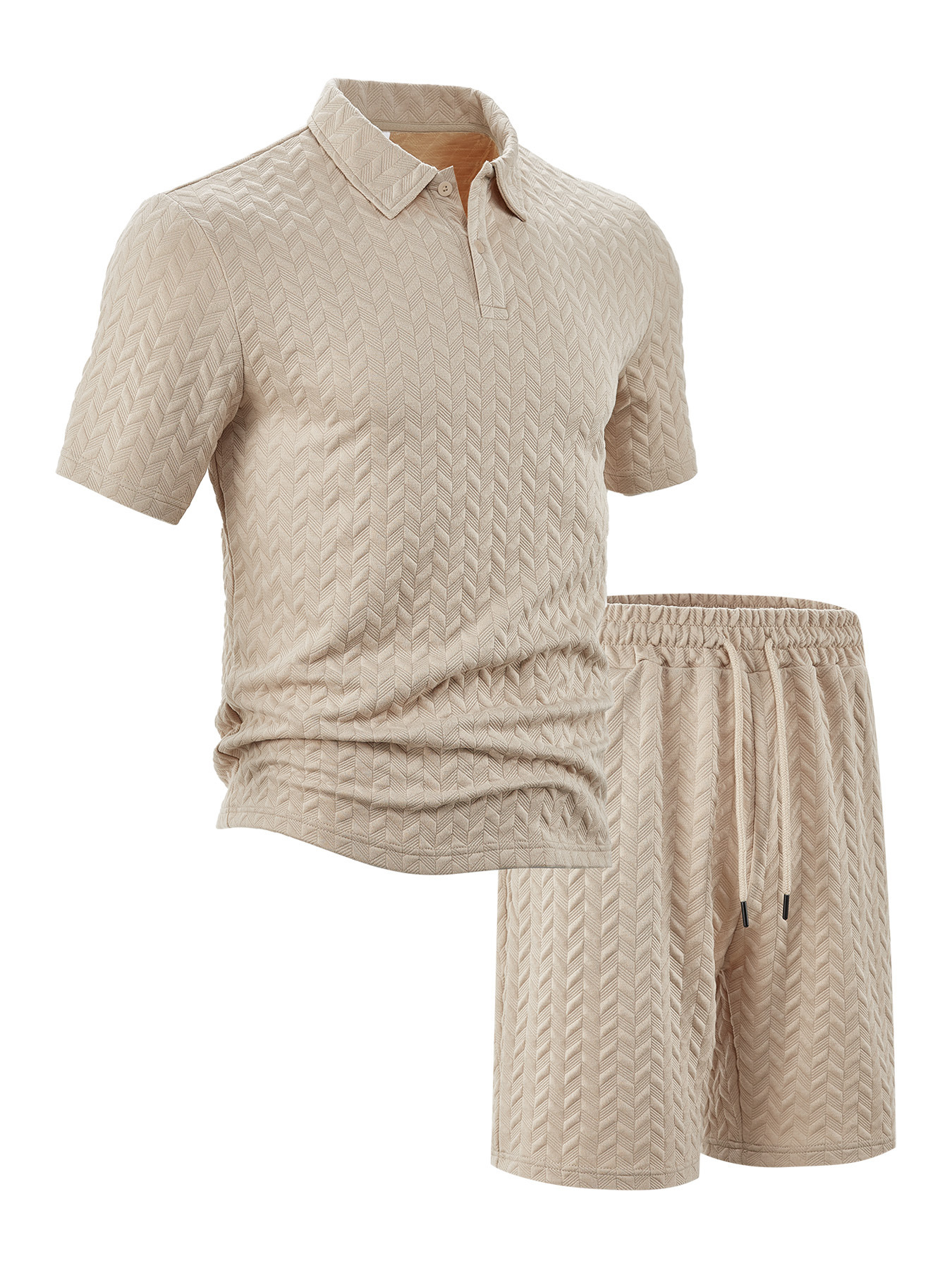 Conjunto de Camisa Polo de Jacquard para Hombre, Comercio Exterior Transfronterizo, Cuello Camisero Informal de Manga Corta para Verano, Suministro Directo de Fábrica en Existencia