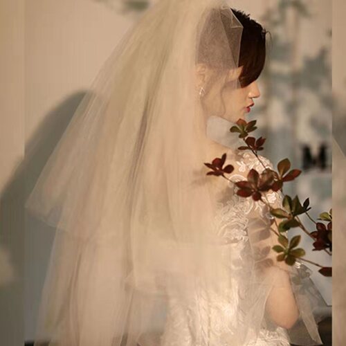 Double Layer Bridal Veil Wedding Dress Bridal Accessories Fashionable Simple Bridal Wedding Soft Veil Photo Studio Travel Photography