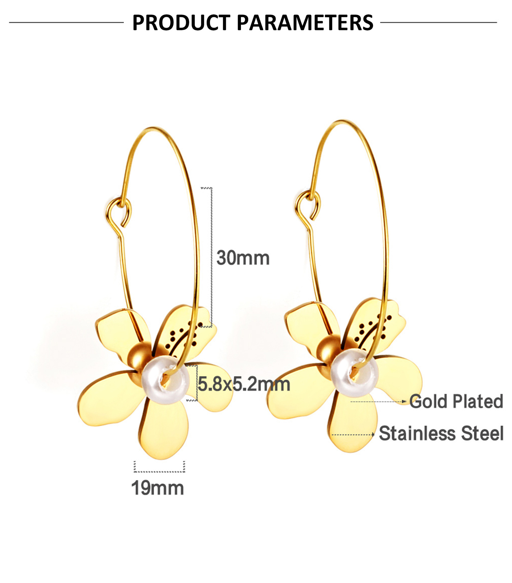 Fashion Heart Shape Flower Stainless Steel Plating Drop Earrings 1 Pair display picture 4