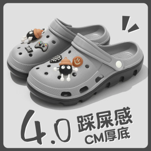 Hole shoes for men in summer, breathable and thick-soled couples home non-slip Baotou PVC slippers for women wholesale