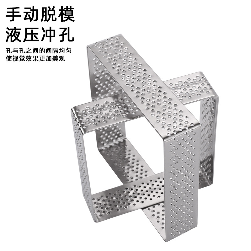 304 de acero inoxidable ronda molde tarta láser de perforación mousse anillo pastel Torre molde con agujero francés molde 5-20cm