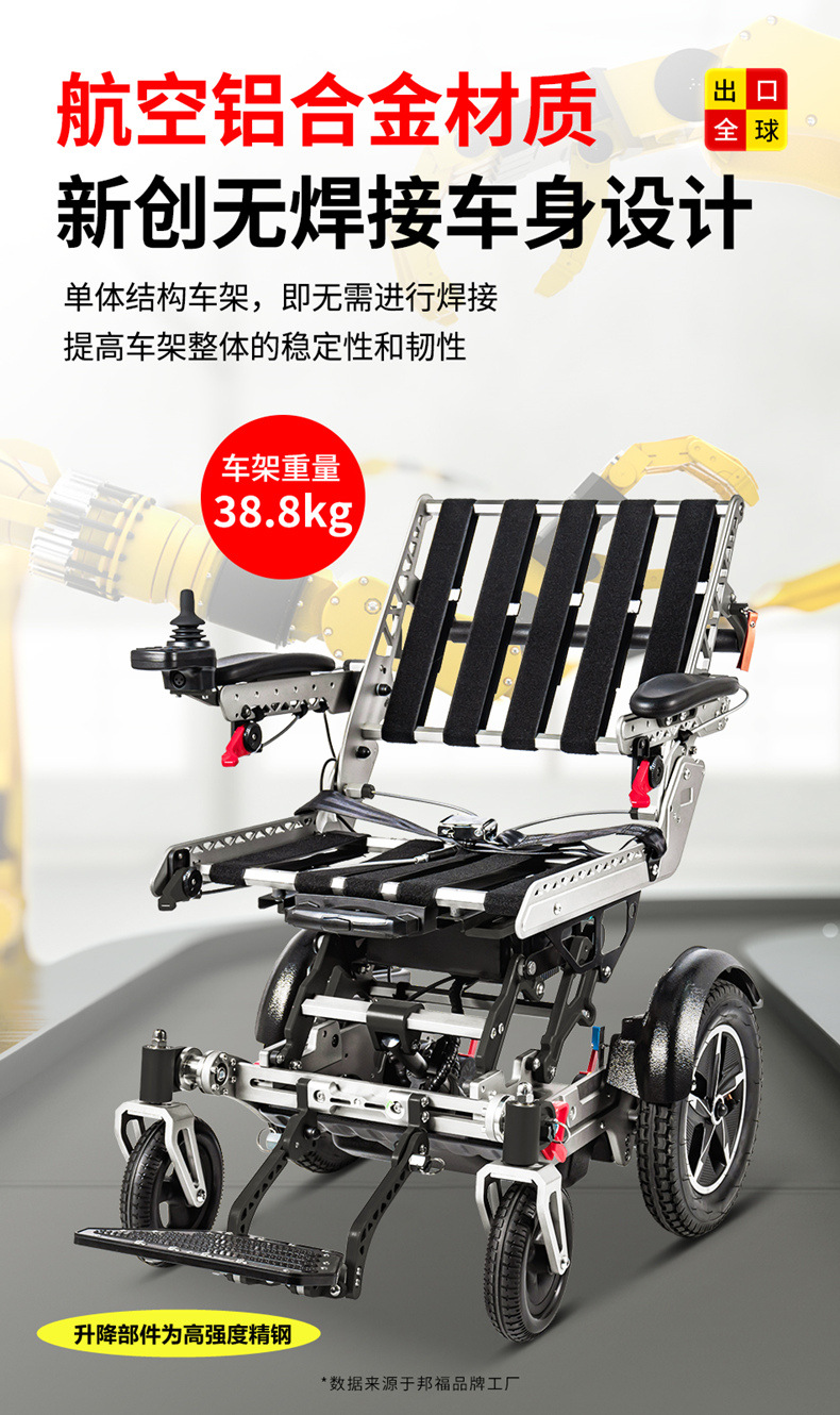 Swiss Brand Bangfu Electric Wheelchair, Intelligent Fully Automatic Folding and Lifting Seat, Special Mobility Vehicle for Disabled Elderly People