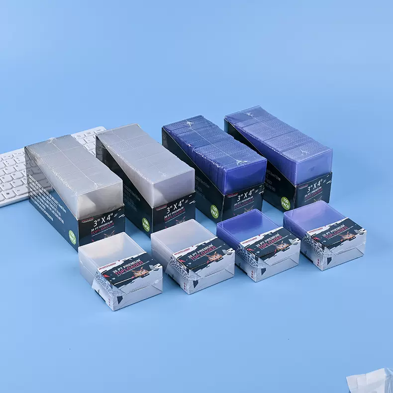 批发35PT游戏PVC卡夹透明覆膜小卡硬卡套奥特曼塑封纸盒包装卡套