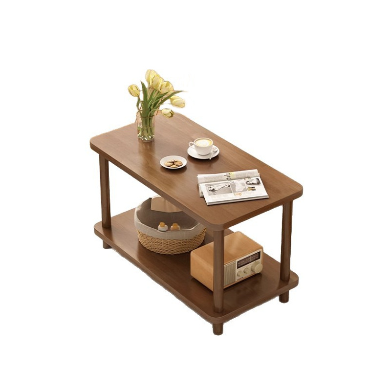 Sofá de madera maciza mesa lateral mesa pequeña simple mesa de café pequeña de doble capa sala de estar hogar apartamento pequeño sofá armario estrecho