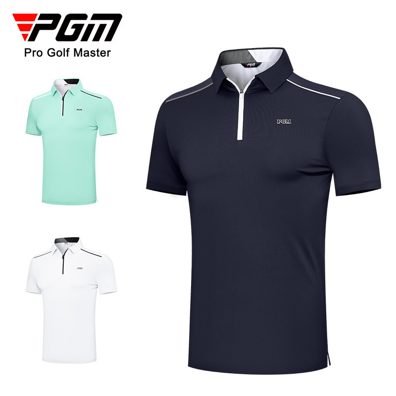 PGM new golf clothing men's short-sleeved summer sports T-shirt men's breathable quick-drying wicking zipper lapel
