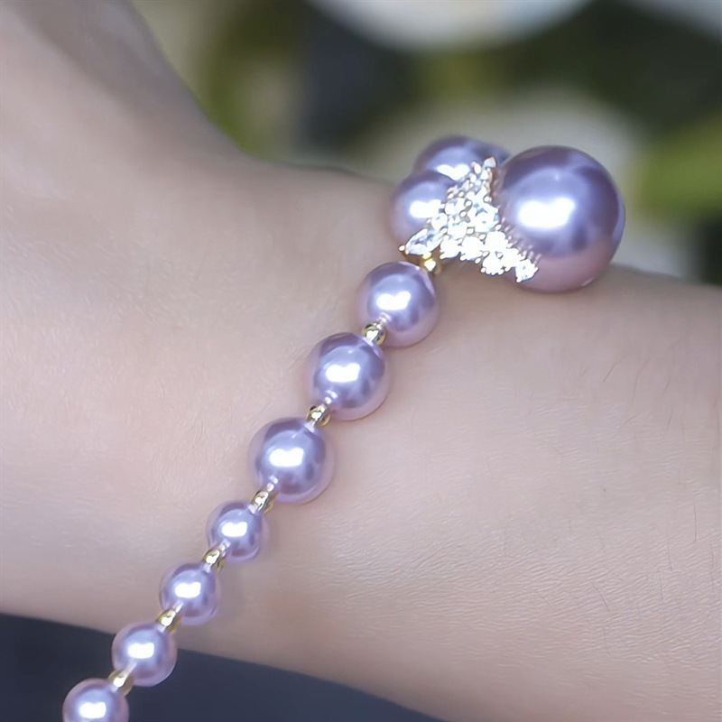 Copper Alloy Mother-of-Pearl Crown Purple Pearl Pendant Bracelet Purple Qi Donglai Simple Elegant Exquisite Light Luxury Jewelry for Women