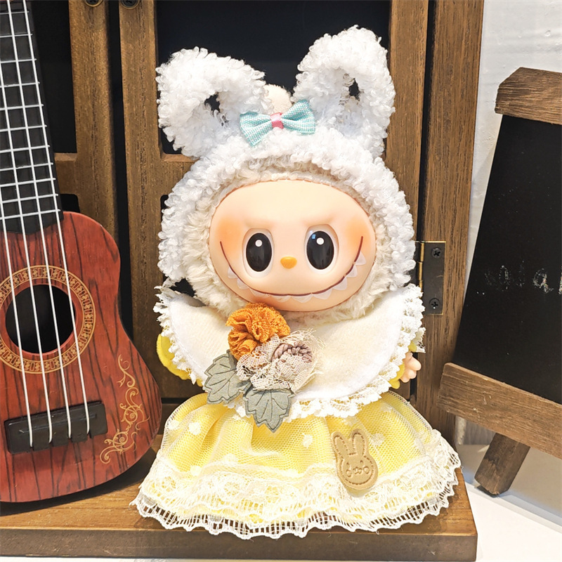 Labubu ベビー服ビニールラブブ 17 センチメートル人形かわいいドレスアップカジュアルスーツスカートぬいぐるみ服|undefined