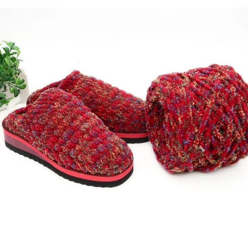 彩灯线 闪灯线钩鞋毛线小冰条珊瑚绒七彩色棒针毯子勾鞋子粗毛线