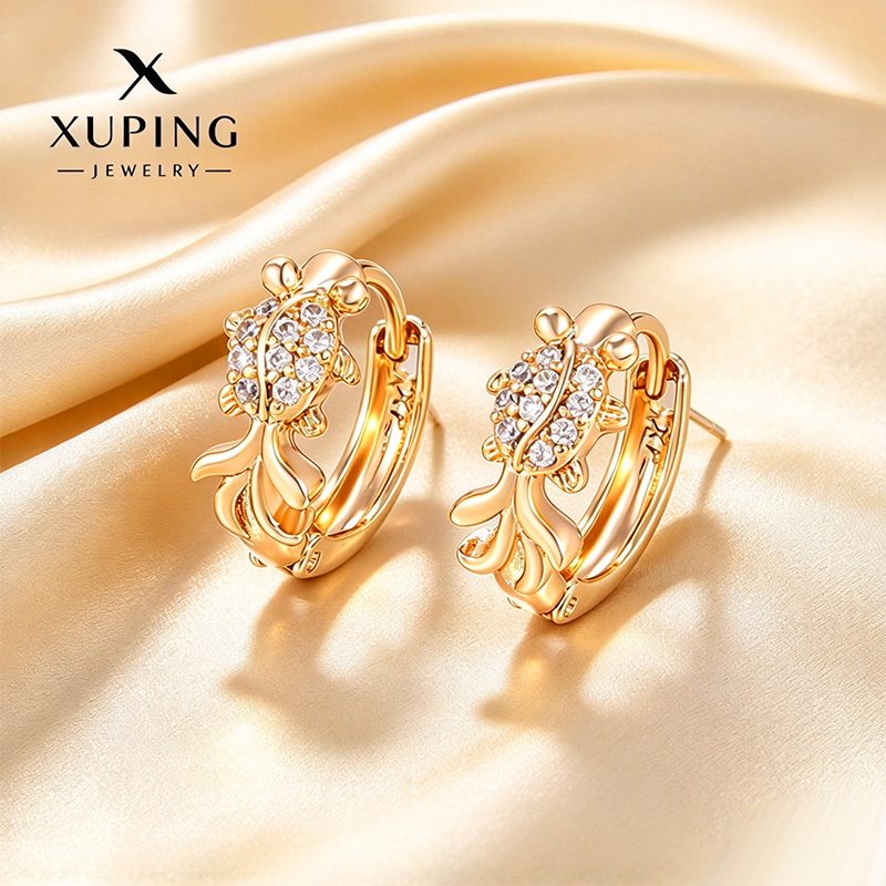 Pendientes de Aro con Zirconia de Aleación de Cobre Bañado en Oro de 18K