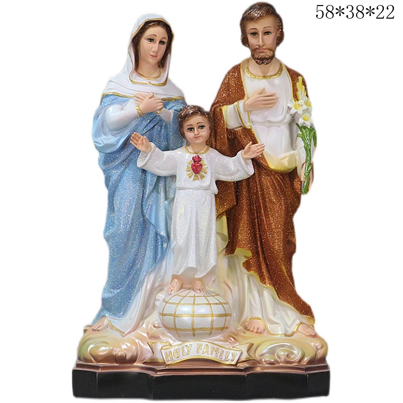 60cm Sagrada Familia de tres miembros de la Virgen José decoración de la estatua de la iglesia de la casa decoración de la sala de estar