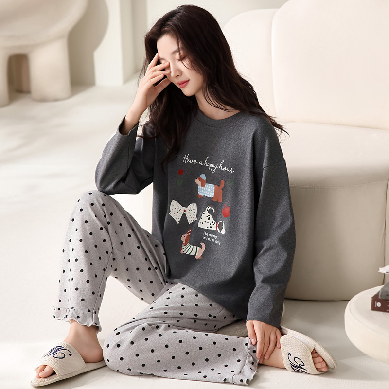 Can Be Shipped on Behalf of Others: Pure Cotton Women's Pajamas for Spring, Autumn, and Winter 2025 New Style, Long-Sleeved, Long-Pants, Thin, Eye-Catching Homewear Set Can Be Shipped on Behalf of Others: Pure Cotton Women's Pajamas for Spring, Autumn, and Winter 2025 New Style, Long-Sleeved, Long-Pants, Thin, Eye-Catching Homewear Set