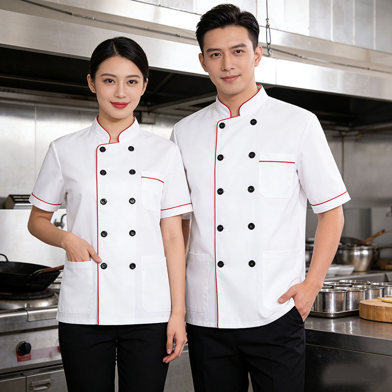 秋冬厨师服长袖后厨餐饮食堂饭店厨师服装工作服短袖蛋糕师