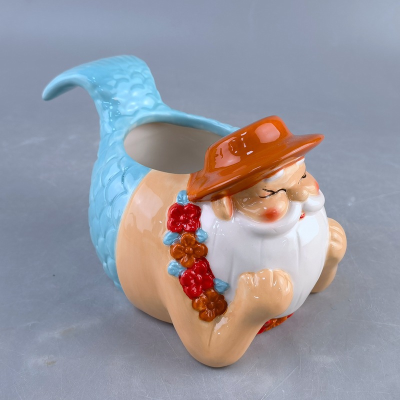 Regalos publicitarios de taza de sirena de cerámica de forma especial, taza de cola de sirena de animales negros, artesanía 3D, regalo de taza