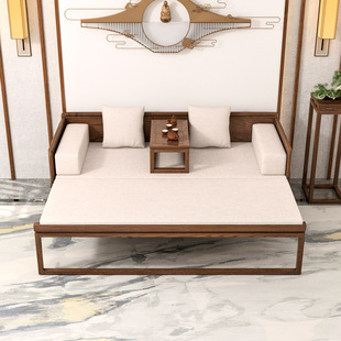 Новый китайский стиль Zen -стиль Luohan кровать с твердым деревом китайский белый восковой деревянный кровать гостиная диван с твердым деревом.