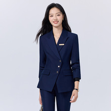 职业装蓝色西装套装女春秋新款4S店销售经理工装酒店珠宝店工作服