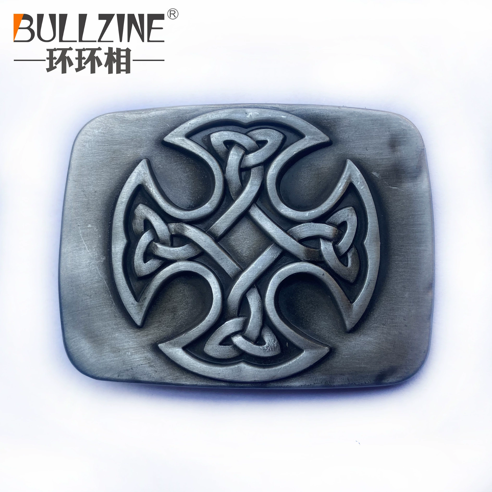 Ремень-б buckle из цинкового сплава Bullzine в виде кельтского креста 03757 ретро западной деним-белюб