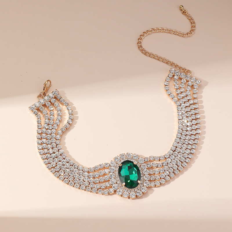 70g Weight Rhinestones Inlay Material Copper Chain Material Banquet, Cocktail Party Occasion Artificial Crystal, Copper Material Geometric Pattern Women's Gender Plating Design Elegant, Glam Style Elegant Glam Geometric Rhinestones Artificial Crystal Copper Choker Wholesale 12