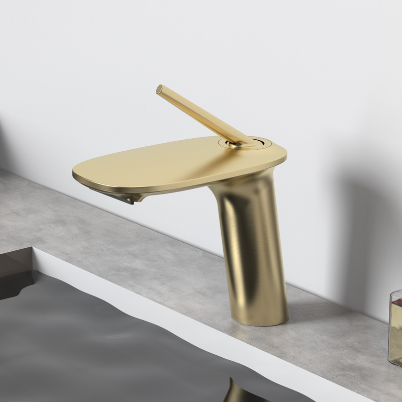 Waterfall Basin Faucet Hot and Cold Gold New Creative Home Bathroom Toilet Wash Basin All-Copper Face Wash Faucet