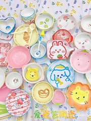 盲盒餐具陶瓷家用饭碗面碗盘子网红碗盘日式卡通餐具创意许愿福袋