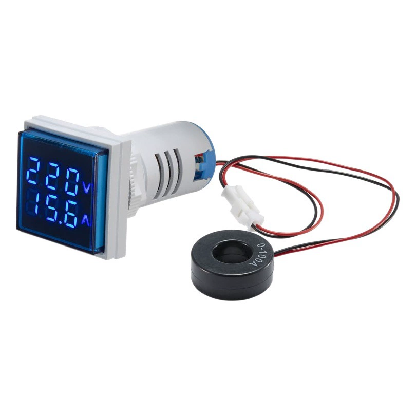 AD112-22FVA квадратный двойной индикатор Амперметр Вольтметр два-в-одном сигнальная лампа 22 мм метр