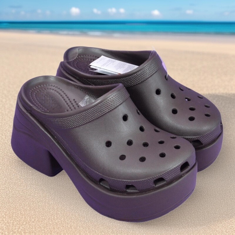 Croos Mermaid-Style Clogs for Women, Height-Increasing, Slimming, Thick-Soled, Chunky Heel, Versatile Casual Closed-Toe Sandals, Beach Style