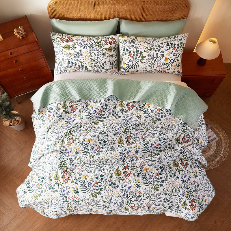 European American Export Three-piece Bed Cover For Single And Double Beds, Cross-border Ultrasonic Printing_voghion.com
