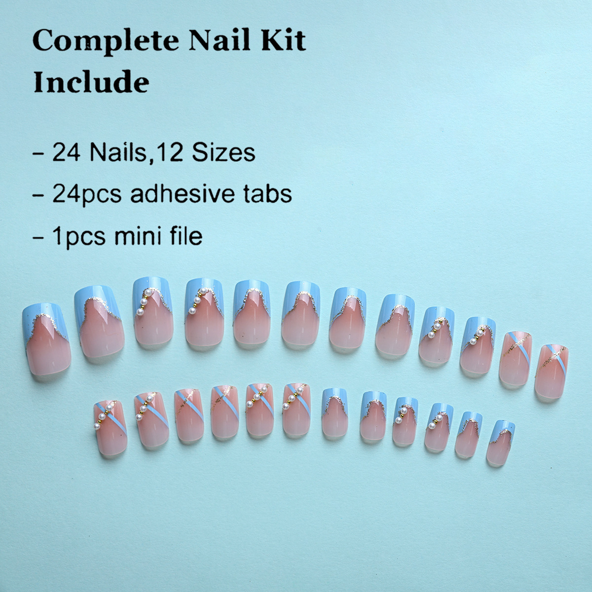 Manicure simple inswind usa manicure azul claro perla francesa usa manicure pieza de producto terminado parche manicure pieza