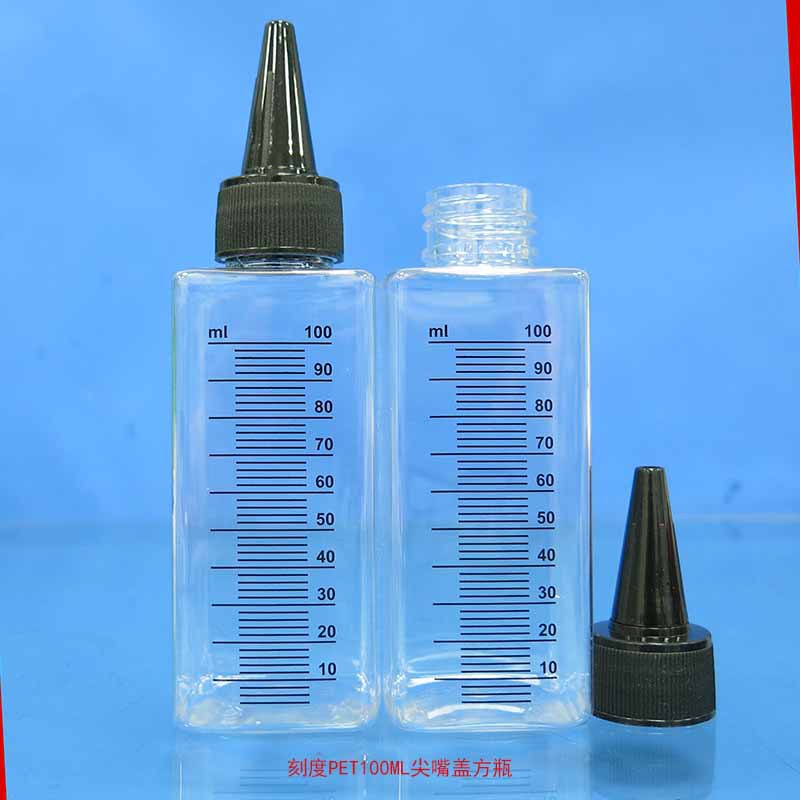 刻度PET100ML尖嘴盖方瓶5
