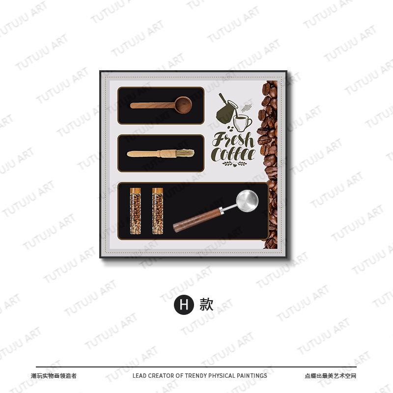 Café Pintura decorativa tridimensional Restaurante Comedor Café Restaurante Pintura colgante Moda Mural físico Comercio electrónico transfronterizo Pintura especial