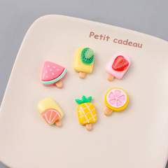 亮面彩色仿真冰棒樹脂配件DIY發卡手機殼奶油膠貼片髮飾皮筋材料