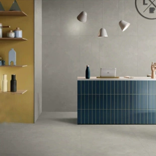 Плитка под микроцемент 750x1500 бархатистая матовая кремово-белая