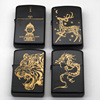 Source factory iron shell retro black swimming stainless steel movement tiger pattern kerosene lighter