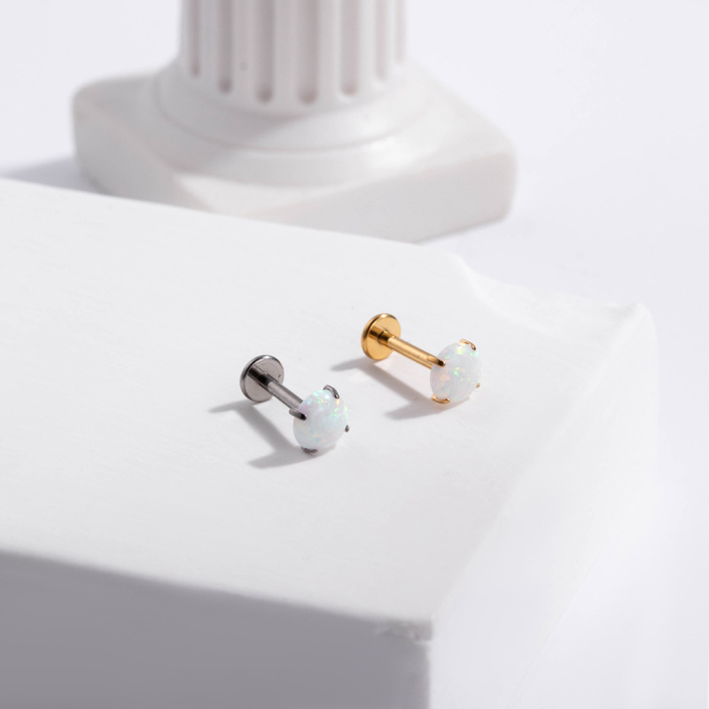 Round Pattern Women'S Gender 1 Piece Pure Titanium Copper Gem Ear Cartilage Rings & Studs Round Waterproof Non Tarnish Surgical Steel Women'S