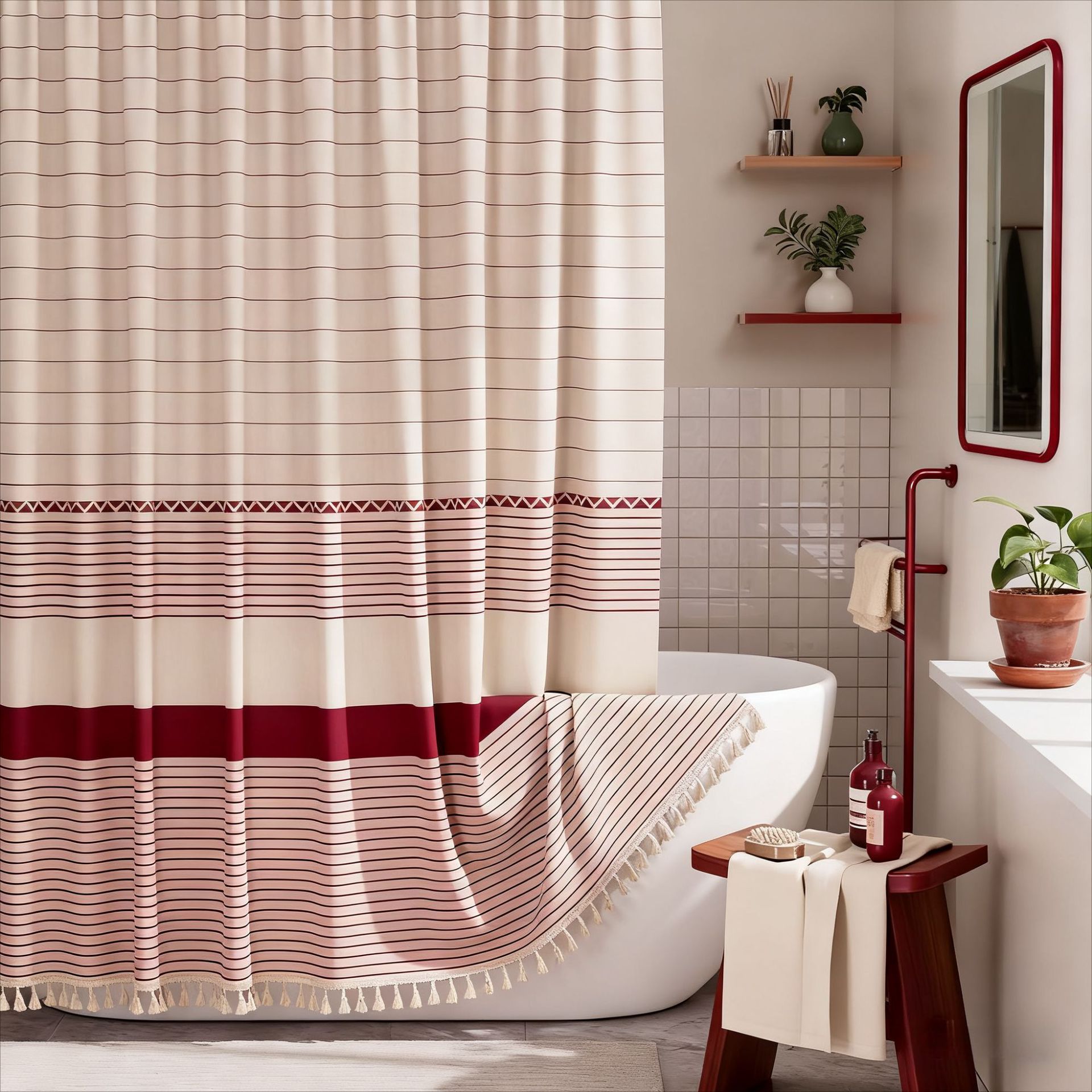 Cortina de ducha de lino jacquard Amazon, impermeable y antimoho, cortina divisoria para baño, cortina de tela impermeable, venta al por mayor