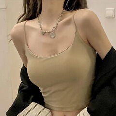 Hot girl camisole female summer Internet celebrity ice silk beautiful back tube top with built-in breast pads short backless inner wear outer top