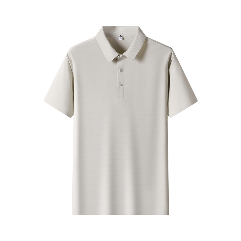 2025 新しいルーズ夏のファッション Tシャツメンズビジネスアイスシルク半袖ラペルシームレスラミネートポロシャツ|undefined
