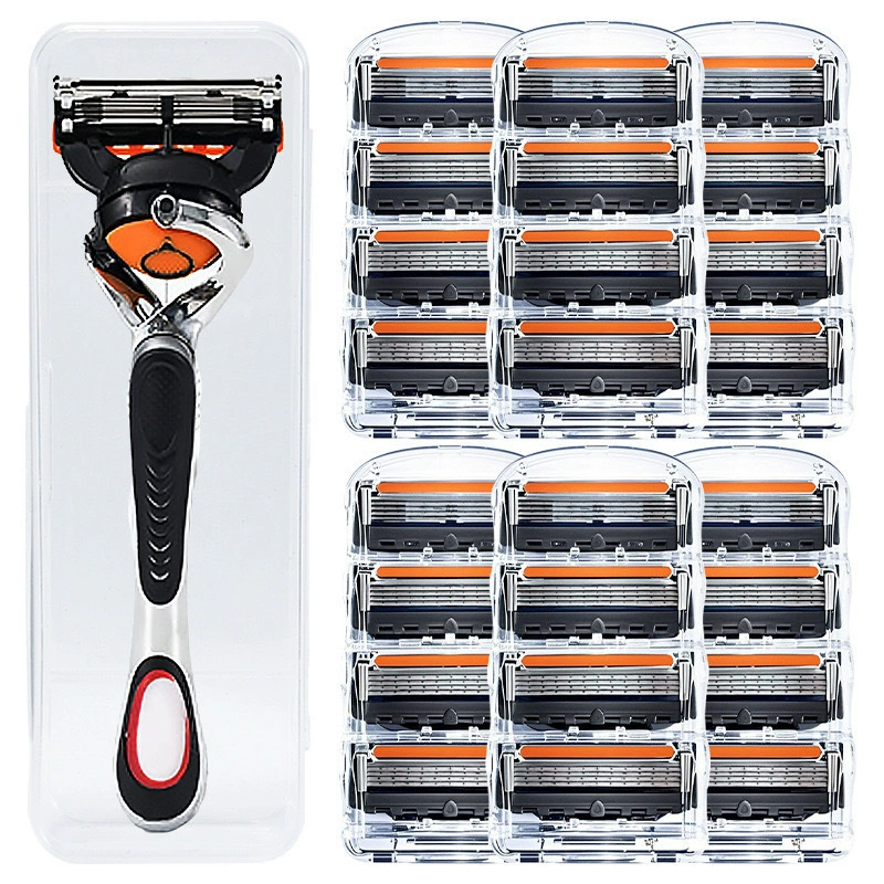 Handheld Razor, 5-Layer German-Style Blades, Multi-Head Replacement Kits (4–48 Heads)