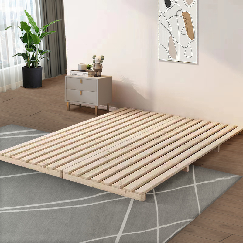 Solid Wood Moisture-Proof Bed Frame Breathable Ribs Simple Famous Simple Bed Frame Bed Protection Ins Tatami Waist Floor Headless