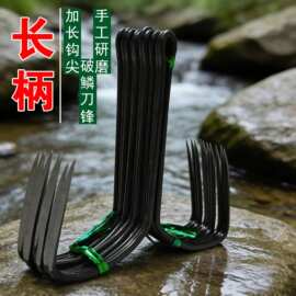 手工打磨刀锋长柄蝴蝶钩二锚钩三本钩串钩批发无倒刺锚鱼钩二爪钩