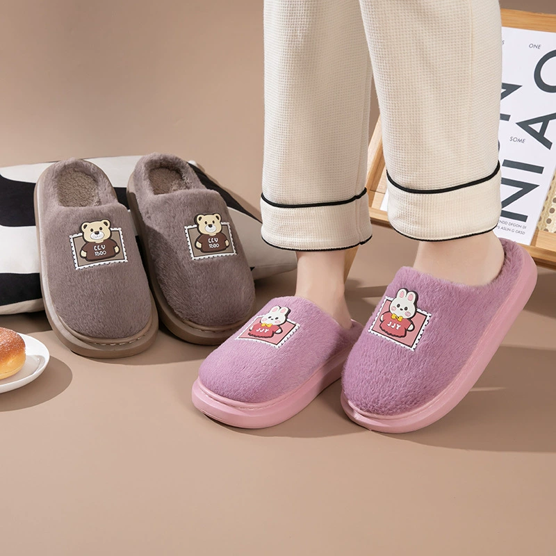 Demi-season keep warm non-slip fleece winter slippers for beloved platform, (Cross-border trading)