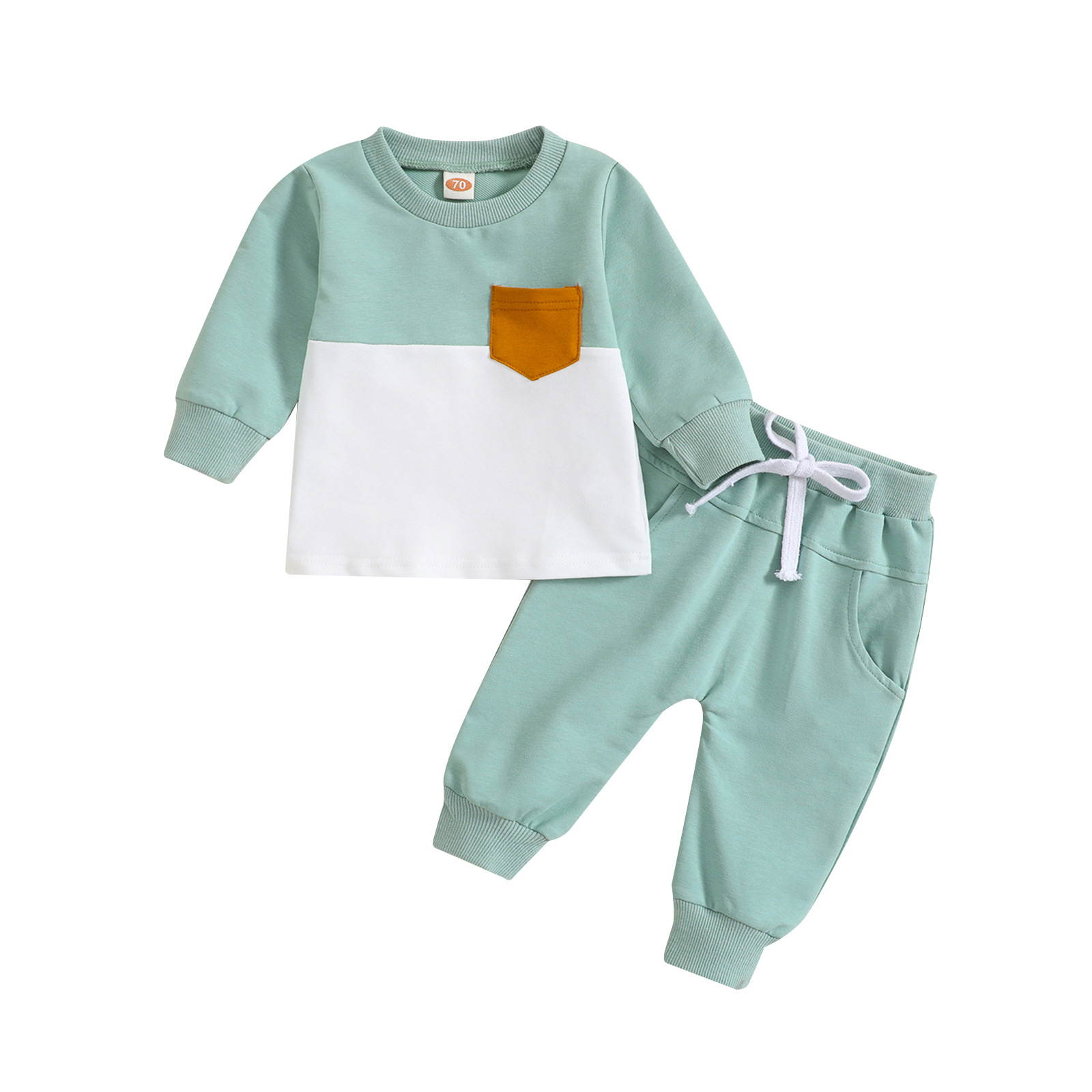 Baby clothing boy's suit Children's new autumn and winter color matching round neck long sleeve pants suit_voghion.com