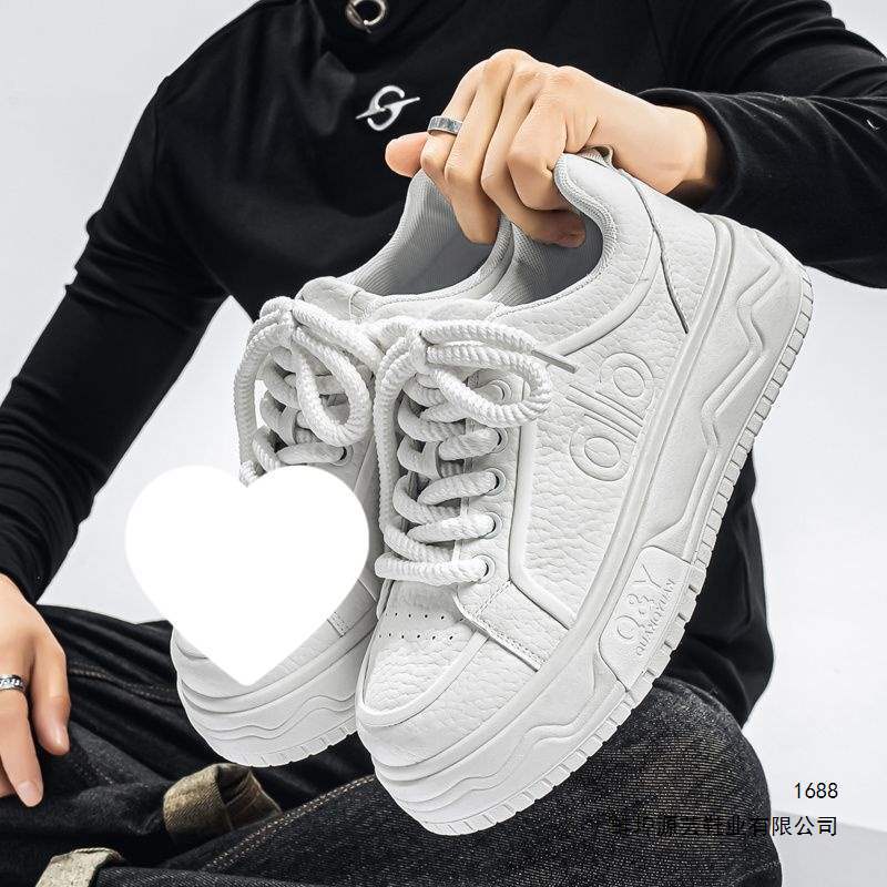 2026 Spring New Versatile Niche Fashion Trendy Stylish Sneakers White Shoes Height-Increasing Soft-Soled Casual Shoes Men's Shoes