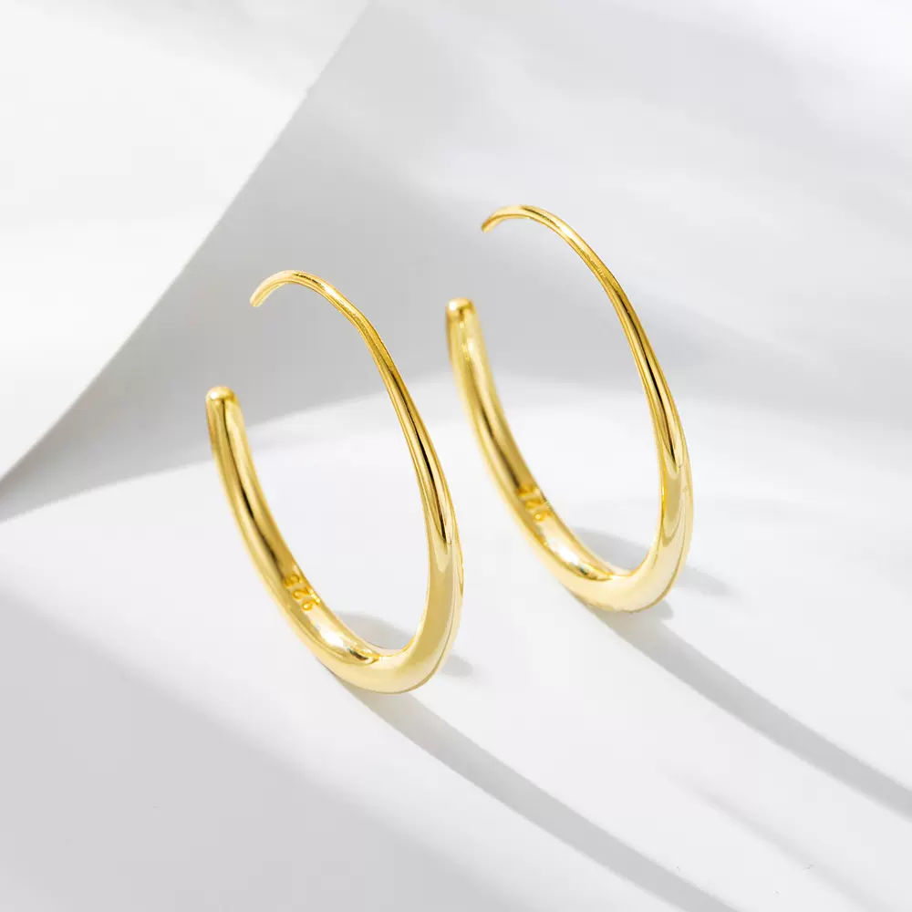 简约几何圆圈纯银耳环女欧美时尚气质创意嘻哈耳圈小众设计耳饰品