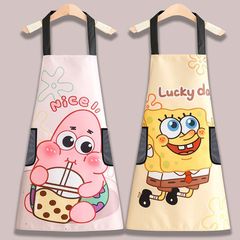 新型エプロンカップルシンプルなウエスト周りの女性家庭用キッチン料理防水防油出勤作業服印字ロゴ