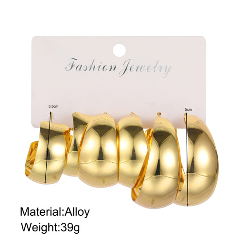 National show European and American cross-border new fashion and simple C-shaped drop-shaped earrings set of three pairs Earrings set